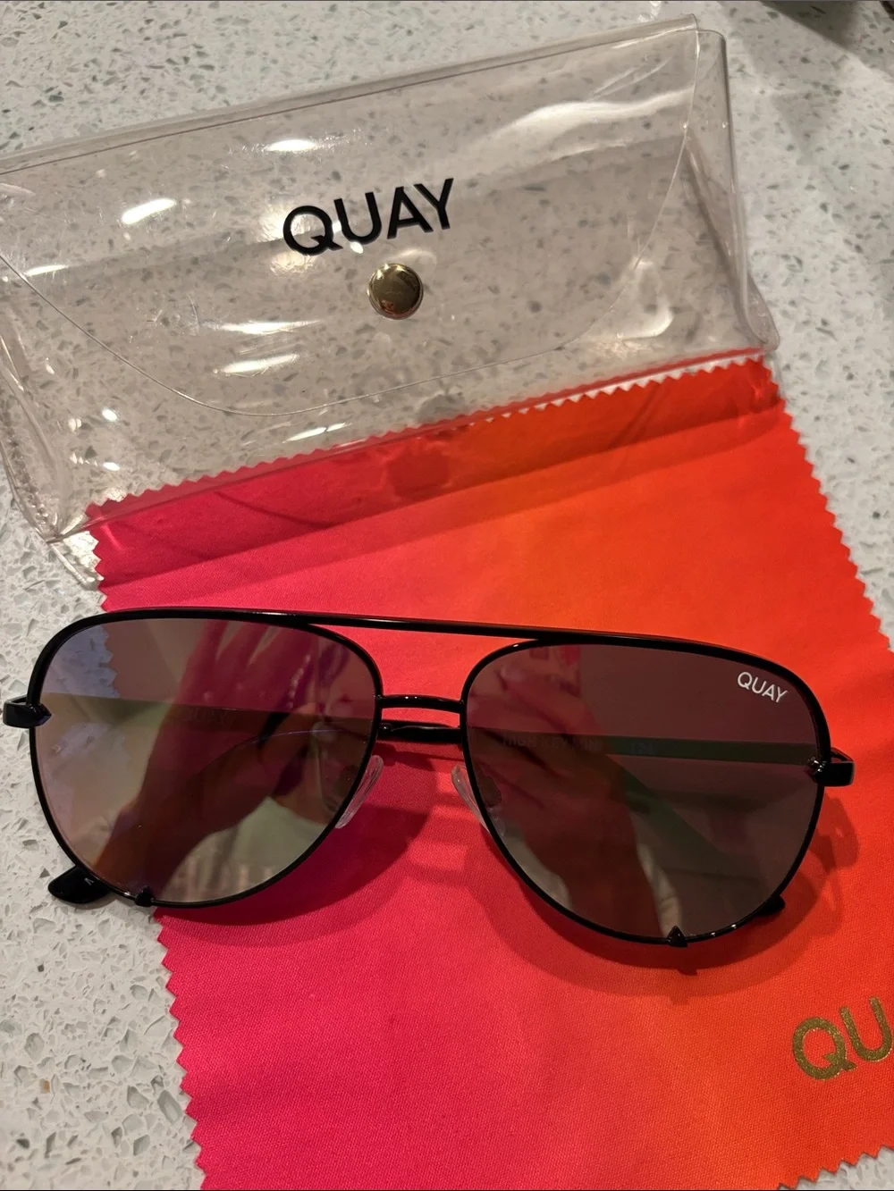 Quay Black Reflective High Key Mini Aviator Sunglasses